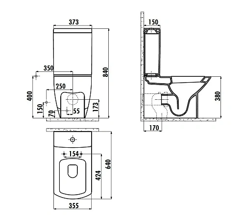 Чаша напольного унитаза Creavit Thor TH360-11CB00E-0000 Чаша напольного унитаза Creavit Thor TH360-11CB00E-0000