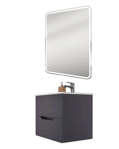 Тумба с раковиной Orange Line Li-60Tug+Ra подвесная, графит матовый Тумба с раковиной Orange Line Li-60Tug+Ra подвесная, графит матовый