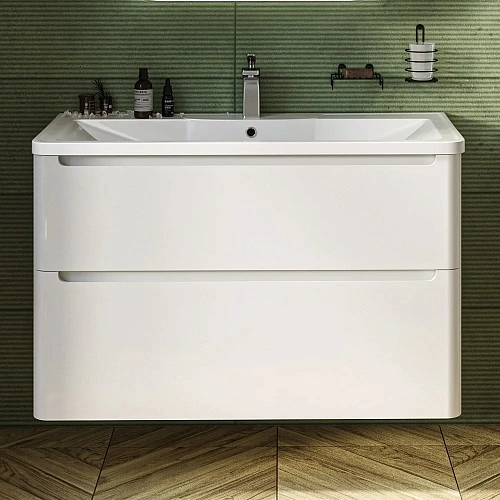 Тумба с раковиной STWORKI Монтре 100 белая 555337 Тумба с раковиной STWORKI Монтре 100 белая 555337