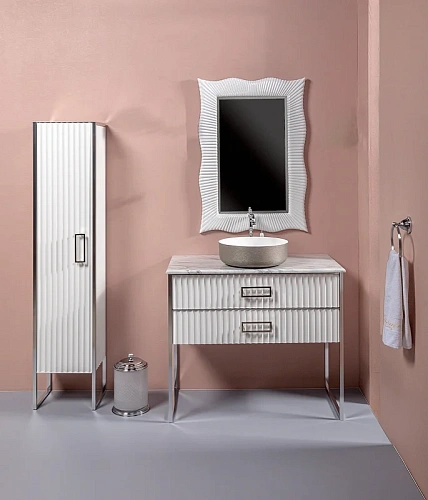 Тумба под раковину Armadi Art Monaco 100см белая глянец + хром под раковину чашу 867-100-WCR Тумба под раковину Armadi Art Monaco 100см белая глянец + хром под раковину чашу 867-100-WCR