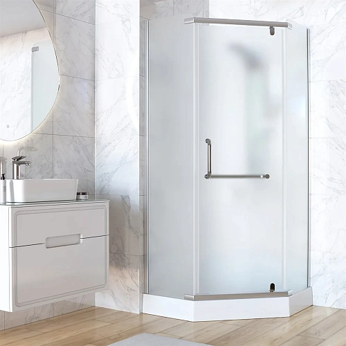 Душевой уголок Taliente 90x90x195см, пятиугольный, распашной, мат.стекло 6мм, хром.профиль TA-09093-1MP Душевой уголок Taliente 90x90x195см, пятиугольный, распашной, мат.стекло 6мм, хром.профиль TA-09093-1MP