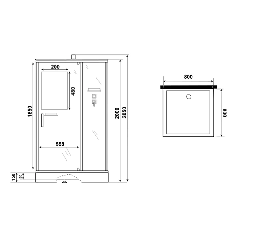 Душевая кабина Niagara Standart ST80/15Q/BK (80х80х200) квадрат, поддон 15см, распашная, проф.белый, без крыши Душевая кабина Niagara Standart ST80/15Q/BK (80х80х200) квадрат, поддон 15см, распашная, проф.белый, без крыши