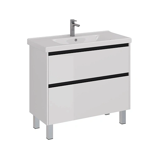 Тумба под раковину Lemark COMBI 100 см подвесная/напольная, черный/белый LM03C100T-black Тумба под раковину Lemark COMBI 100 см подвесная/напольная, черный/белый LM03C100T-black