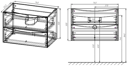 Тумба под раковину Vincea Mia 750 подвесная, 2 выкатных ящика soft close, G.White VMC-2MA750GW Тумба под раковину Vincea Mia 750 подвесная, 2 выкатных ящика soft close, G.White VMC-2MA750GW