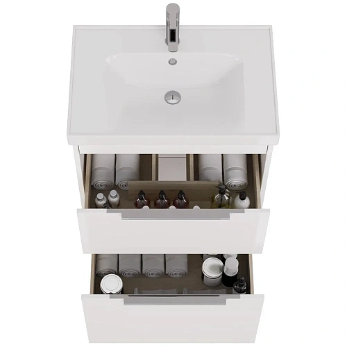 Тумба под раковину DREJA PRIME, 70 см, подвесная/напольная, 2 ящика, белый глянец 99.9301 Тумба под раковину DREJA PRIME, 70 см, подвесная/напольная, 2 ящика, белый глянец 99.9301