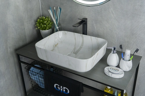 Раковина Gid Mnc190 54426 накладная под камень глянцевая 50x39x13 Раковина Gid Mnc190 54426 накладная под камень глянцевая 50x39x13