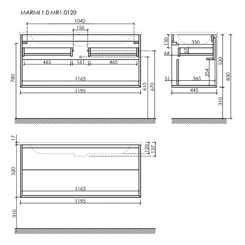 Тумба под раковину Sancos Marmi 1.0 MR1.0120EG 1195х445х520 дуб галифакс натуральный, подвесная Тумба под раковину Sancos Marmi 1.0 MR1.0120EG 1195х445х520 дуб галифакс натуральный, подвесная