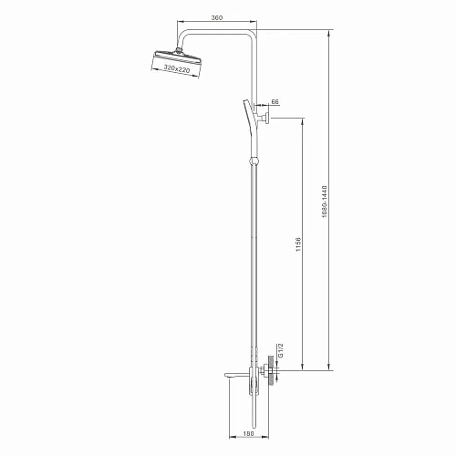Душевая система Splenka S55.24.09 поворотный излив 18 см, графит Душевая система Splenka S55.24.09 поворотный излив 18 см, графит
