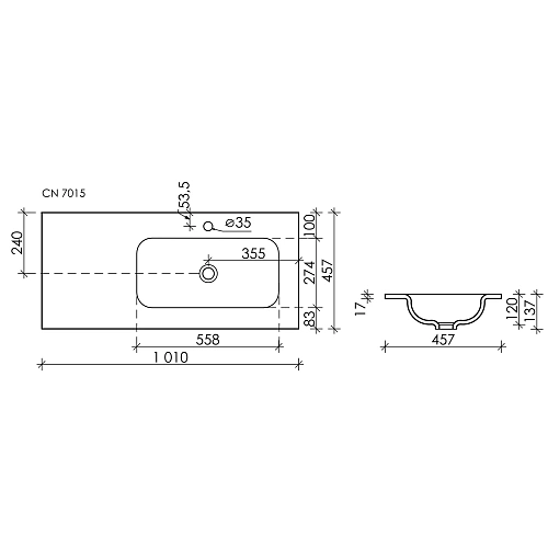Раковина Ceramica Nova Grace CN7015MB накладная , с отверстием под смеситель 1010x457x137 мм, чаша справа, черный матовый Раковина Ceramica Nova Grace CN7015MB накладная , с отверстием под смеситель 1010x457x137 мм, чаша справа, черный матовый