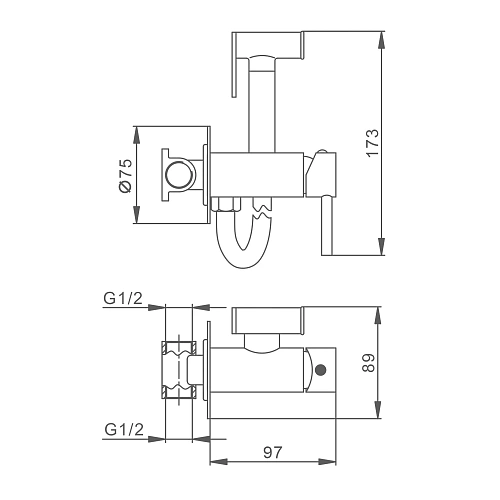 Гигиенический душ Splenka S99.52 встраиваемый, хром Гигиенический душ Splenka S99.52 встраиваемый, хром