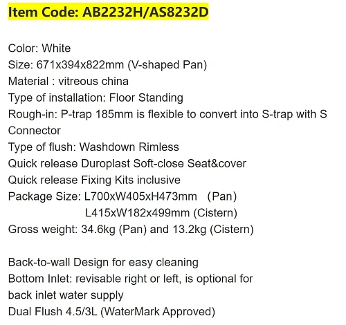 Чаша напольного унитаза ARROW AB2232H белый без сиденья Чаша напольного унитаза ARROW AB2232H белый без сиденья