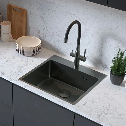 Кухонная мойка Lemark JANGA 540 из нержавеющей стали, графит 9936111 Кухонная мойка Lemark JANGA 540 из нержавеющей стали, графит 9936111
