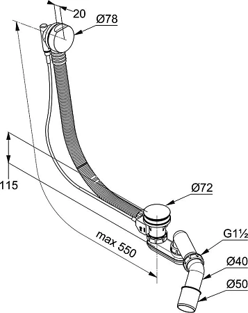 Слив-перелив Kludi Rotexa 2000 2130005N-00 Слив-перелив Kludi Rotexa 2000 2130005N-00