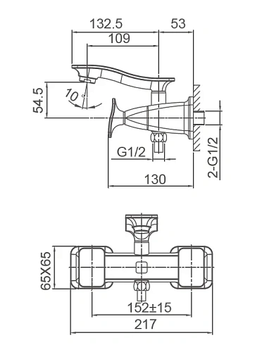 Смеситель для ванны Wonzon & Woghand Shakespeare, хром (WW-653101-CR) Смеситель для ванны Wonzon & Woghand Shakespeare, хром (WW-653101-CR)