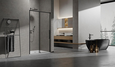 Душевая дверь Vincea Slim VDS-6SL130CLB, 1300, черный, стекло прозрачное