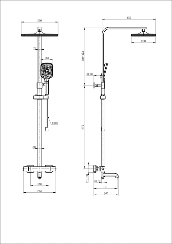Душевая система Wonzon & Woghand с термостатом, хром (WW-B3026-T1-CR) Душевая система Wonzon & Woghand с термостатом, хром (WW-B3026-T1-CR)