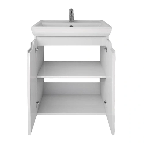 Тумба под раковину DREJA Q PLUS (D), 55 см, подвесная/напольная, 2 дверцы, с опорами, белый глянец 9 99.1008 Тумба под раковину DREJA Q PLUS (D), 55 см, подвесная/напольная, 2 дверцы, с опорами, белый глянец 9 99.1008