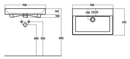 Раковина Sanovit Slim Synergy 70 17070 17070-KL Раковина Sanovit Slim Synergy 70 17070 17070-KL