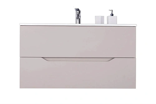 Тумба с раковиной Orange Line Li-100TuL+Ra подвесная, латте матовый Тумба с раковиной Orange Line Li-100TuL+Ra подвесная, латте матовый