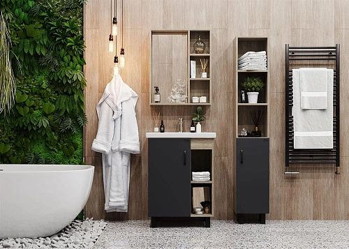 Тумба под раковину Onika ТИМБЕР 60.01 серый мат./дуб сонома 106116 Тумба под раковину Onika ТИМБЕР 60.01 серый мат./дуб сонома 106116