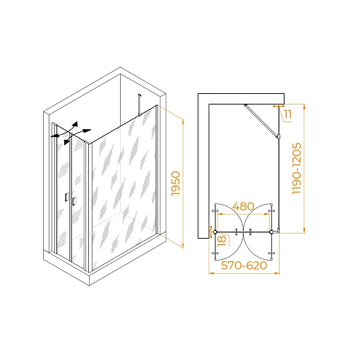 Душевой уголок RGW PA-144 (PA-104+Z-050-2+O-204) 600x1200 мм 060814462-11 хром Easy Clean Душевой уголок RGW PA-144 (PA-104+Z-050-2+O-204) 600x1200 мм 060814462-11 хром Easy Clean