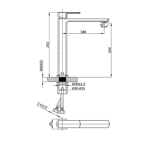 Смеситель для раковины Vincea Next VBF-1N2GM вороненная сталь Смеситель для раковины Vincea Next VBF-1N2GM вороненная сталь