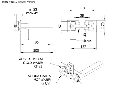 Смеситель для раковины Remer Q-Design QD15P Смеситель для раковины Remer Q-Design QD15P