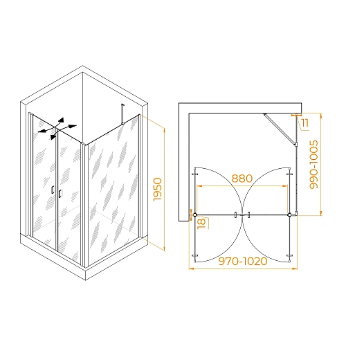 Душевой уголок RGW PA-134 (PA-104+Z-050-2+O-204) 1000x1000 мм 060813400-11 хром Easy Clean Душевой уголок RGW PA-134 (PA-104+Z-050-2+O-204) 1000x1000 мм 060813400-11 хром Easy Clean