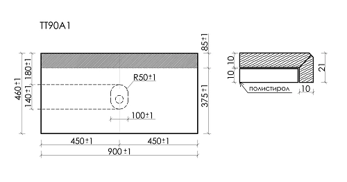 Столешница SANCOS 900х460 black sky TT90A1 Столешница SANCOS 900х460 black sky TT90A1