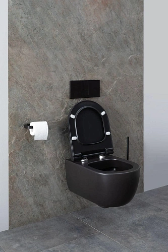Унитаз подвесной Allen Brau Priority 4.31001.31 с крышкой, черный матовый Унитаз подвесной Allen Brau Priority 4.31001.31 с крышкой, черный матовый