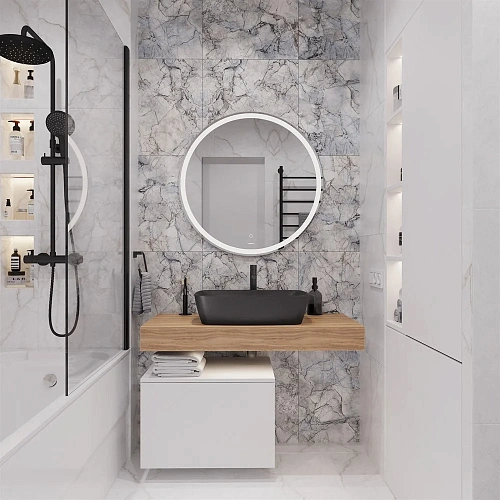 Комплект мебели STWORKI Ольборг 100 столешница дуб французский, без отверстий, с тумбой 50, с ракови 542563 Комплект мебели STWORKI Ольборг 100 столешница дуб французский, без отверстий, с тумбой 50, с ракови 542563