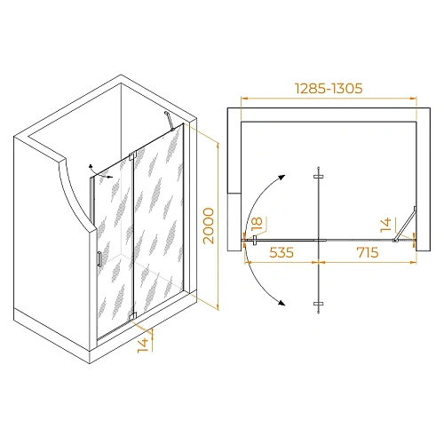 Душевая дверь RGW Hotel HO-014 1300 мм Easy Clean хром 350601413-21 Душевая дверь RGW Hotel HO-014 1300 мм Easy Clean хром 350601413-21