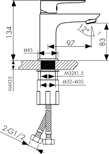 Смеситель для раковины KAISER Cezar 05011-2 черный Смеситель для раковины KAISER Cezar 05011-2 черный