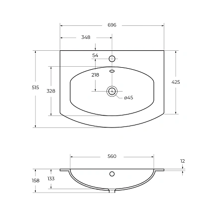 Раковина CEZARES STING 50158 Bianco 700x520 искусственный камень Раковина CEZARES STING 50158 Bianco 700x520 искусственный камень