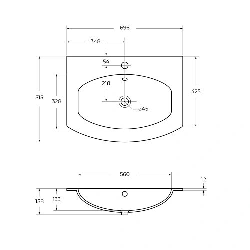 Раковина CEZARES STING 50158 Bianco 700x520 искусственный камень Раковина CEZARES STING 50158 Bianco 700x520 искусственный камень