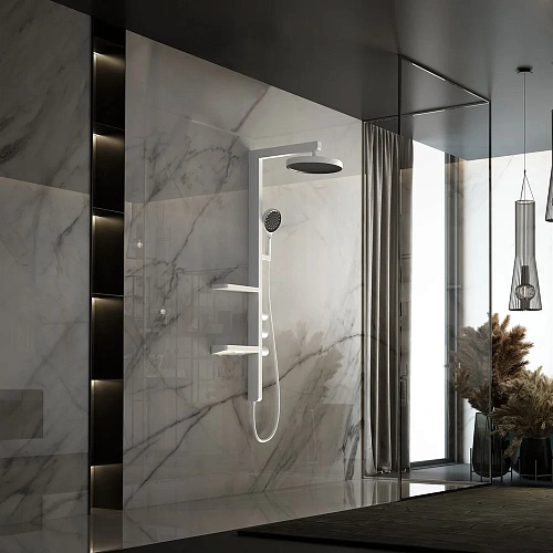 Душевая система Vincea Inspire VSFS-3I11W с изливом, 30см верх душ, белый Душевая система Vincea Inspire VSFS-3I11W с изливом, 30см верх душ, белый