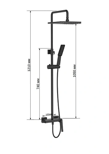 Душевая система ArtDecco Portofino APR110QHS графит Душевая система ArtDecco Portofino APR110QHS графит