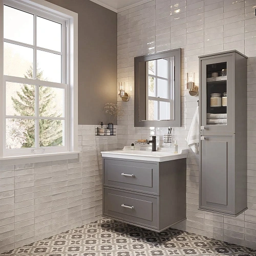 Комплект мебели STWORKI Хадстен 80 cерая, в стиле прованс, подвесная, российская (гарнитур, комплект 540921 Комплект мебели STWORKI Хадстен 80 cерая, в стиле прованс, подвесная, российская (гарнитур, комплект 540921