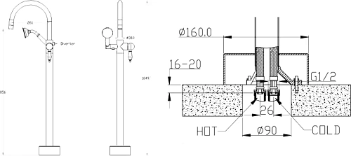 Смеситель для ванны Boheme IMPERIALE 289-SW напольный с кристаллом Swarovski Смеситель для ванны Boheme IMPERIALE 289-SW напольный с кристаллом Swarovski