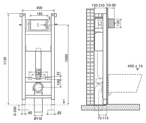Инсталляция для унитаза BelBagno EXPERT 40 1130х400х150 мм BB004-40 EXPERT Инсталляция для унитаза BelBagno EXPERT 40 1130х400х150 мм BB004-40 EXPERT