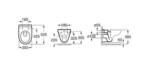 Комплект Roca Victoria Pack 893100000 Унитаз подвесной , инсталляция , кнопка смыва , сиденье Комплект Roca Victoria Pack 893100000 Унитаз подвесной , инсталляция , кнопка смыва , сиденье