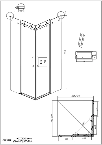 Душевой уголок GROSSMAN Classic 300.K33.04.9090.10.00 (90x90x195) квадрат,раздвижная,хром,стекло прозрачное Душевой уголок GROSSMAN Classic 300.K33.04.9090.10.00 (90x90x195) квадрат,раздвижная,хром,стекло прозрачное