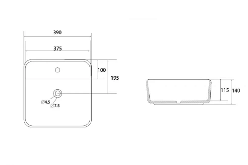 Раковина ABBER Rechteck AC2215 накладная, белая Раковина ABBER Rechteck AC2215 накладная, белая