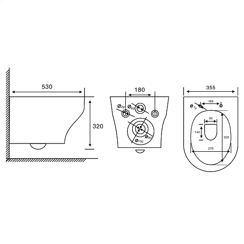Унитаз подвесной ABBER Bequem AC1128 белый, безободковый, смыв торнадо Унитаз подвесной ABBER Bequem AC1128 белый, безободковый, смыв торнадо