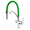Картинка анонса товара «смеситель для кухни lemark comfort lm3074c-green с гибким изливом, с подключением к фильтру, хром/зеленый»