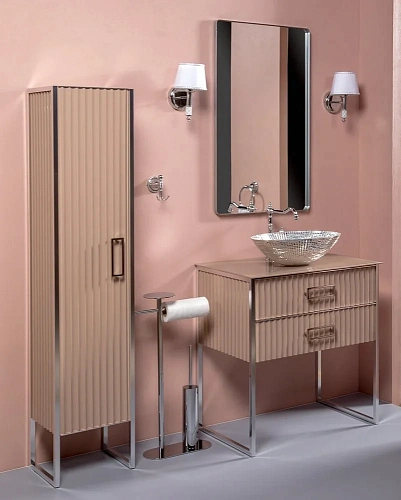 Шкаф-пенал Armadi Art MONACO 868-CPCR-L капучино глянец + хром L Шкаф-пенал Armadi Art MONACO 868-CPCR-L капучино глянец + хром L