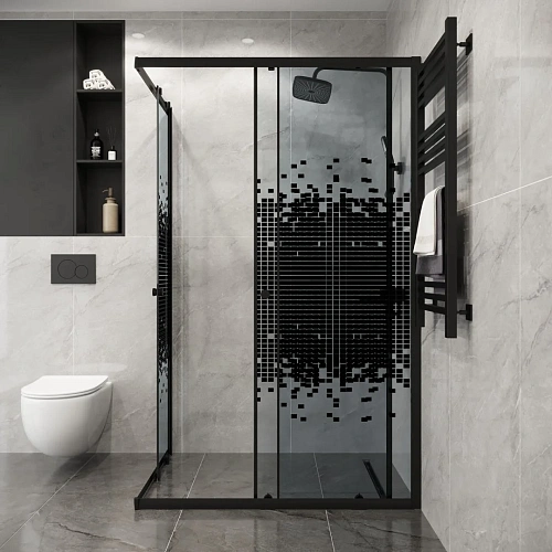 Душевой уголок Niagara Eco NG-1012-14QBLACK (120x80x190) прямоугольник, раздвиж, профиль черный, стекло мозаика (4мм) Душевой уголок Niagara Eco NG-1012-14QBLACK (120x80x190) прямоугольник, раздвиж, профиль черный, стекло мозаика (4мм)