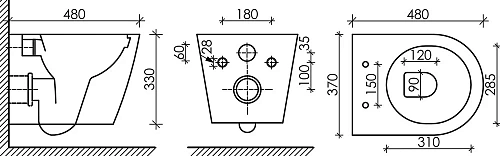 Комплект STWORKI Унитаз подвесной Ceramica Nova Forma CN3011 + Система инсталляции для унитазов STWO 555431 Комплект STWORKI Унитаз подвесной Ceramica Nova Forma CN3011 + Система инсталляции для унитазов STWO 555431