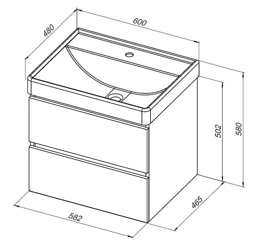 Тумба под раковину Aquanet Вега 60 (2 ящика) 00308318 Тумба под раковину Aquanet Вега 60 (2 ящика) 00308318