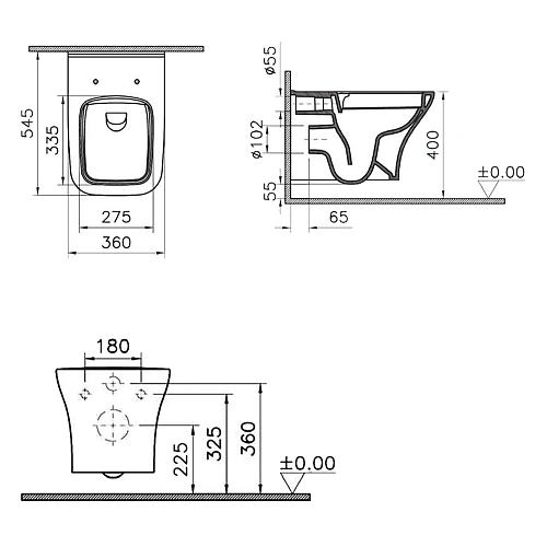 Унитаз подвесной Opadiris Кантара OS74712A белый, безободковый, сиденье антикварный орех Унитаз подвесной Opadiris Кантара OS74712A белый, безободковый, сиденье антикварный орех